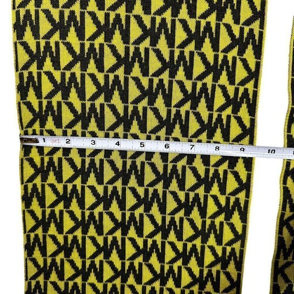 Michael Kors Signature MK Logo  Scarf Muffler Lemon Charcoal 68” - Picture 4 of 6